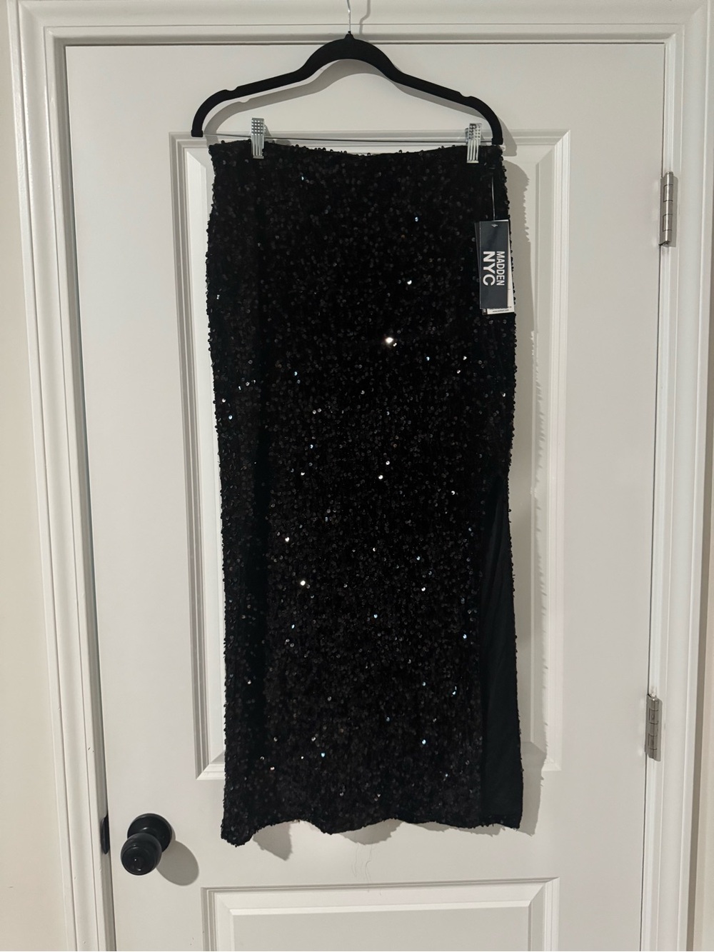 Modern NYC Black Sequin Midi Skirt